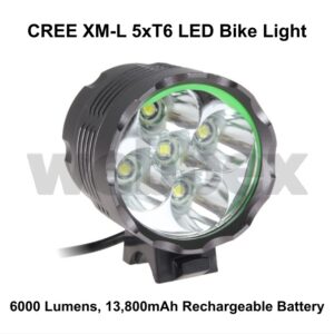 Lights4Bikes Cree XML 5xT6 LED rechargeable 6000 lumen bike light.