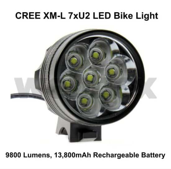 Lights4Bikes Cree XML 7xT6 LED rechargeable 9800 lumen bike light.