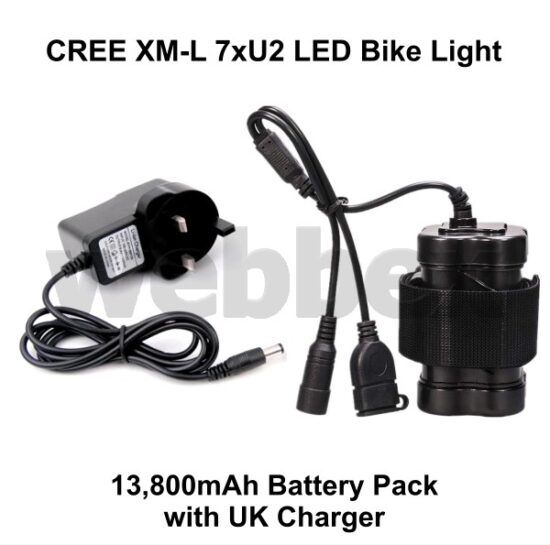 Lights4Bikes Cree XML 7xT6 LED rechargeable 9800 lumen bike light.