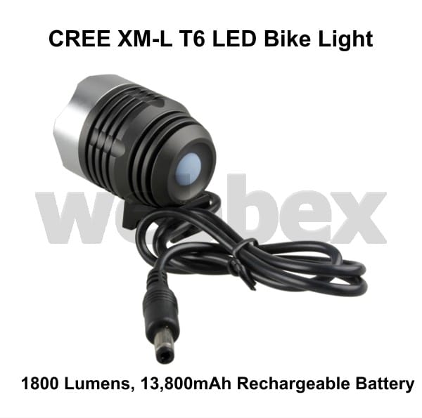 Lights4Bikes Cree XML 1xT6 LED rechargeable 1800 lumen bike light.