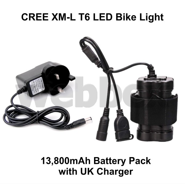 Lights4Bikes Cree XML 1xT6 LED rechargeable 1800 lumen bike light.