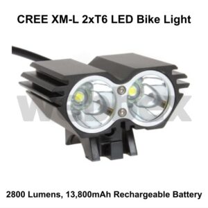 Lights4Bikes Cree XML 2xT6 LED rechargeable 2800 lumen bike light.