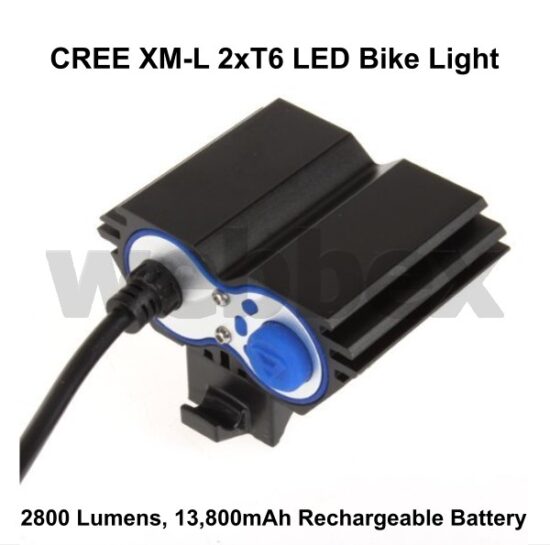 Lights4Bikes Cree XML 2xT6 LED rechargeable 2800 lumen bike light.