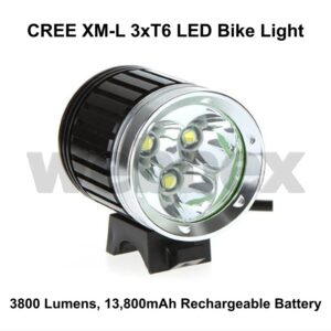 Lights4Bikes Cree XML 3xT6 LED rechargeable 3800 lumen bike light.