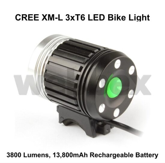 Lights4Bikes Cree XML 3xT6 LED rechargeable 3800 lumen bike light.