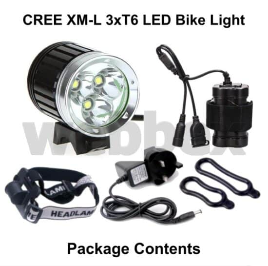 Lights4Bikes Cree XML 3xT6 LED rechargeable 3800 lumen bike light.