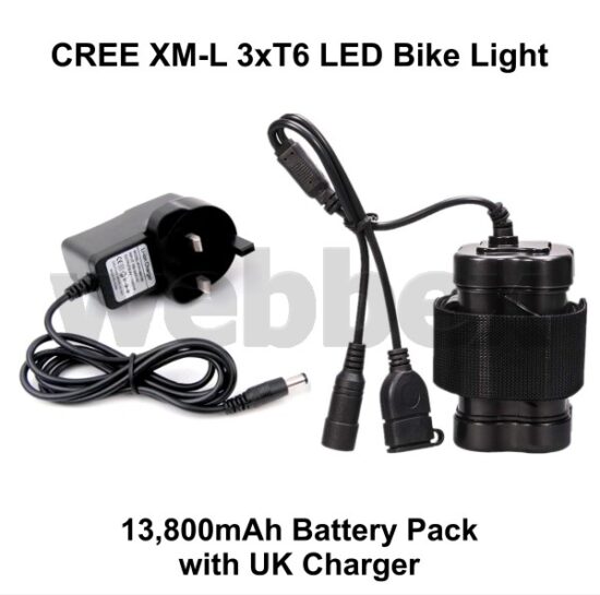 Lights4Bikes Cree XML 3xT6 LED rechargeable 3800 lumen bike light.