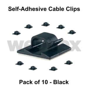 Pack of 10 Black Self-Adhesive Cable Clips