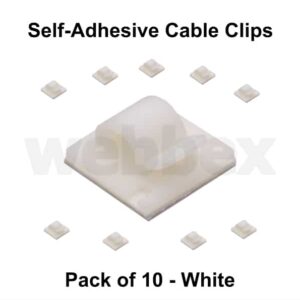 Pack of 10 White Self-Adhesive Cable Clips