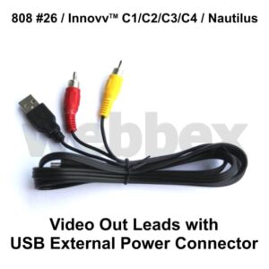 808 #26, Innovv & Nautilus Video Out Leads with External Power Connector